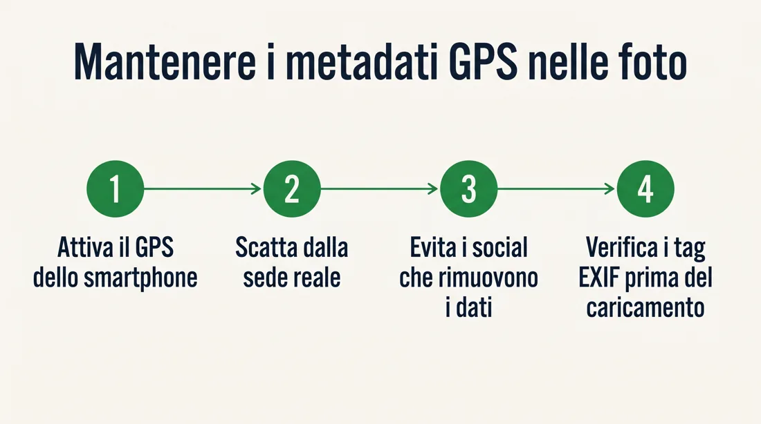 Processo per mantenere i metadati GPS EXIF nelle foto della scheda