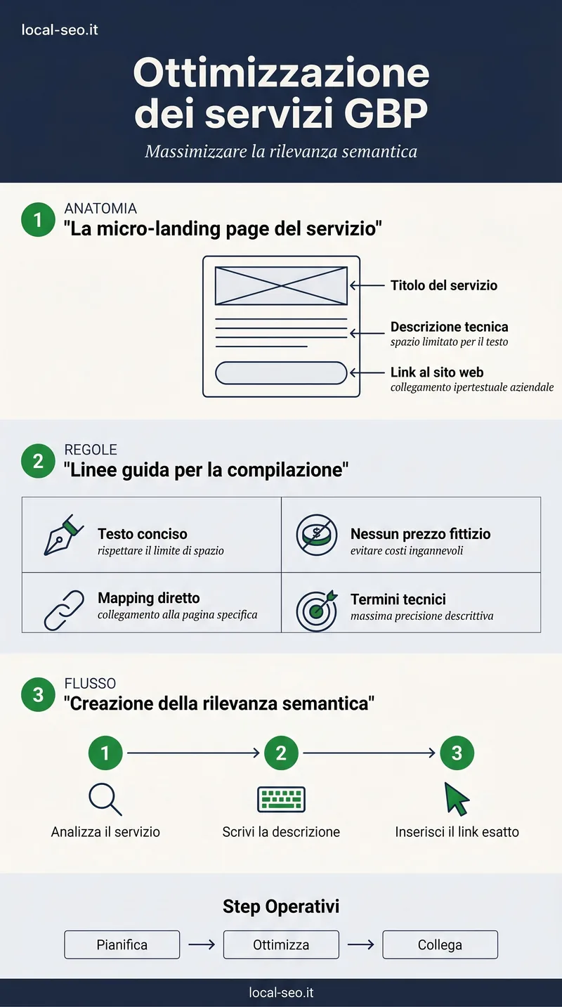 infografica google business profile servizi - Ottimizzazione dei servizi GBP: massimizzare la | local-seo.it