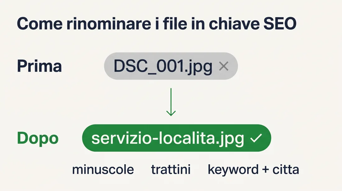 Come rinominare i file delle foto in chiave SEO locale: da DSC_001 a servizio-localita