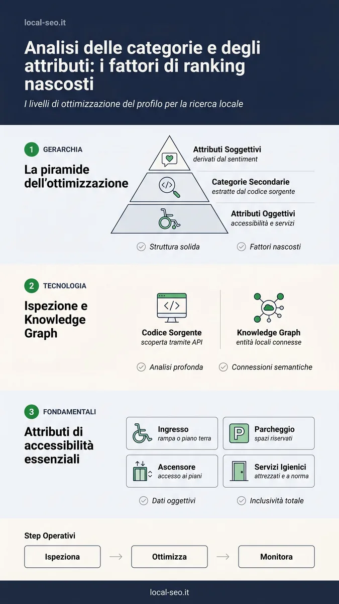 Infografica: analisi delle categorie e degli attributi del Google Business Profile, i fattori di ranking nascosti