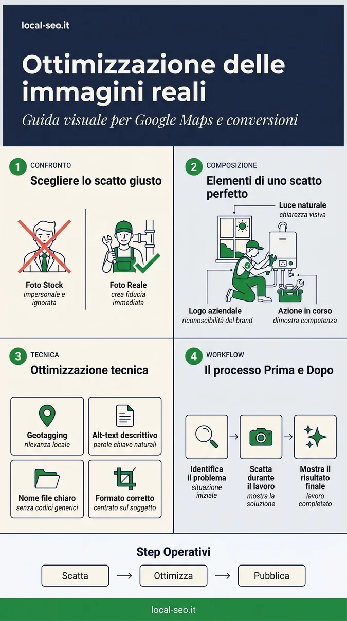 Ottimizzazione delle foto reali di cantiere di un idraulico per la conversione del Google Business Profile