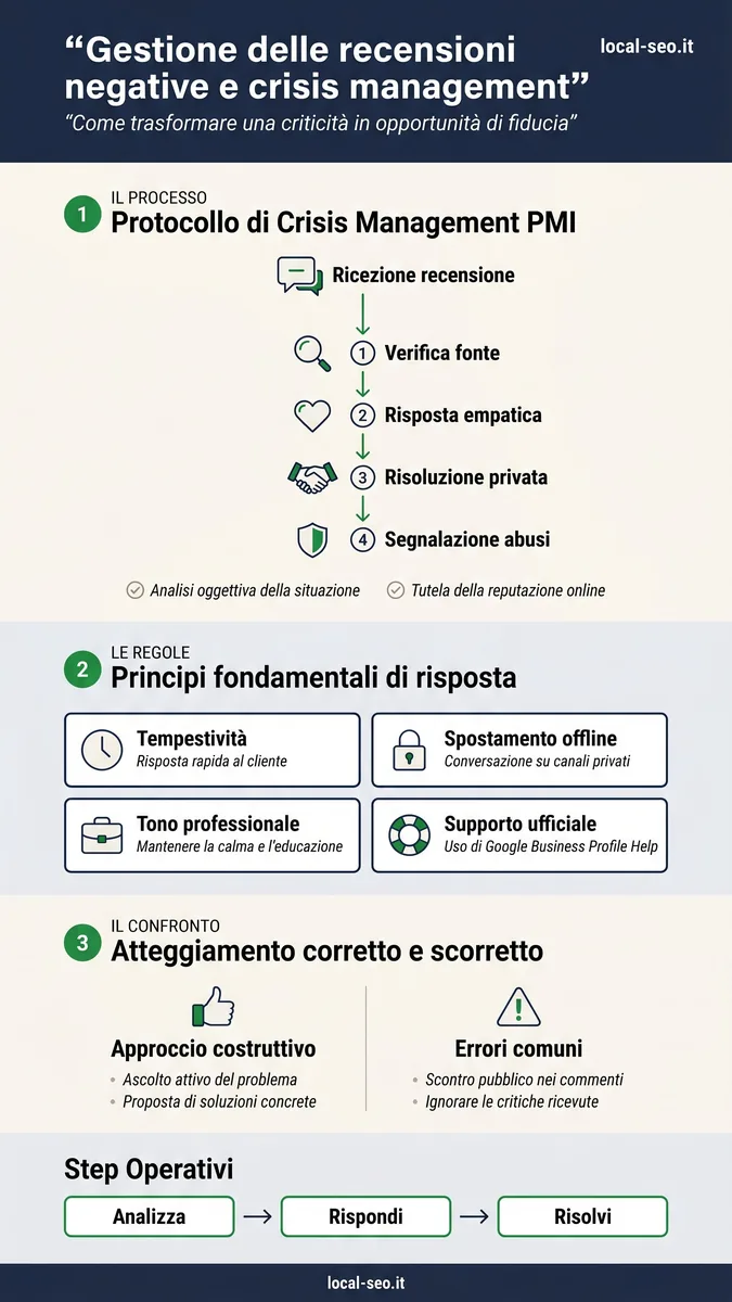 Infografica: gestione delle recensioni negative e crisis management nelle PMI
