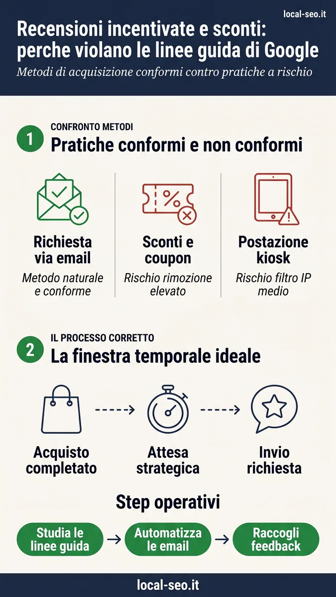 Infografica: recensioni incentivate e sconti, perché violano le linee guida di Google