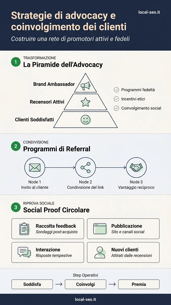 Infografica: strategie di advocacy e coinvolgimento dei clienti
